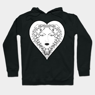 Mushroom Heart black and white Hoodie